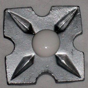 Item # 584 Unique Drapery Medallion Embellished with White Glass Stone - 1-3/4" square
