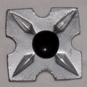 Item # 585 Unique Drapery Medallion Embellished with a Black Onyx Glass Stone - 1-3/4" square
