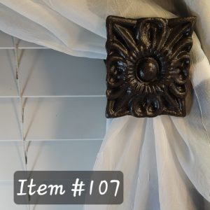Item # 107 - Traditional Floral Medium Drapery Medallion - 3-3/8" H x 2-3/4" W