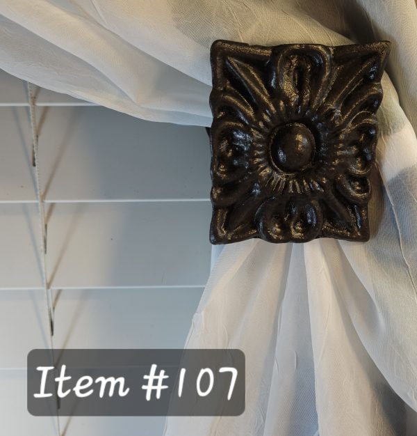 Item # 107 - Traditional Floral Medium Drapery Medallion - 3-3/8" H x 2-3/4" W