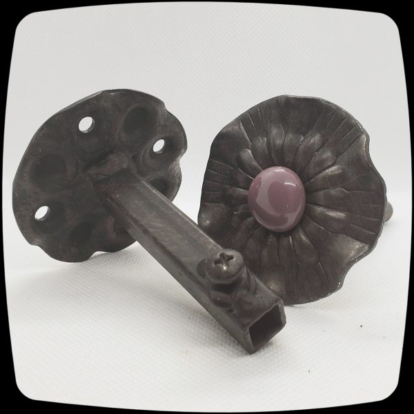 Item # 625M - Contemporary Drapery Medallion Embellished with an Opaque Lavender Glass Stone - 2-1/2" Diameter