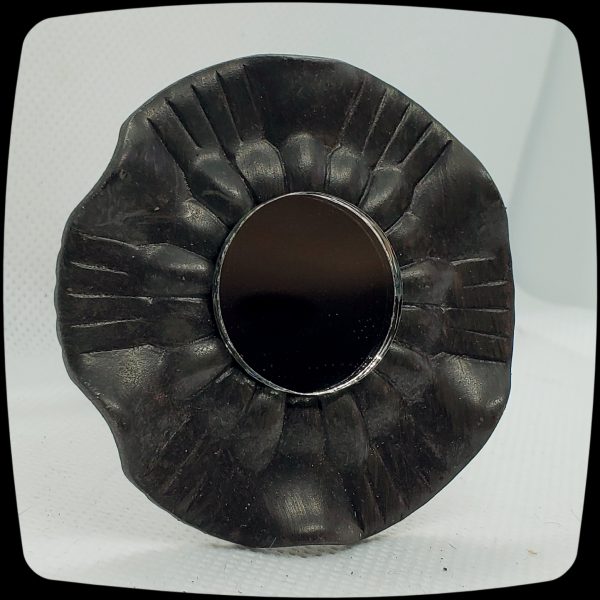 Item # 767 - Contemporary Ruffled Dazzling Medallion Embellished with a 1" Mirror - 2-1/2" diameter - Image 2