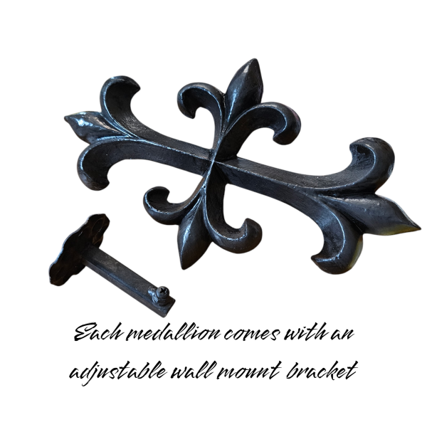 Fleur-di-list spear drapery medallion, holdback, tieback, rosette, window treatment hardware - Item #991