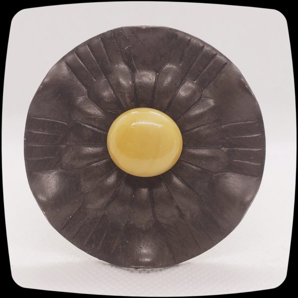 Item #642M - Contemporary Drapery Medallion Embellished with an Opaque Latte Glass Stone - 2-1/2" Diameter - Image 2