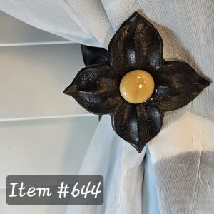 Item #644M - Unique Floral Drapery Medallion Embellished with an Opaque Latte Glass Stone - 3" Diagonal