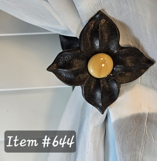 Item #644M - Unique Floral Drapery Medallion Embellished with an Opaque Latte Glass Stone - 3" Diagonal