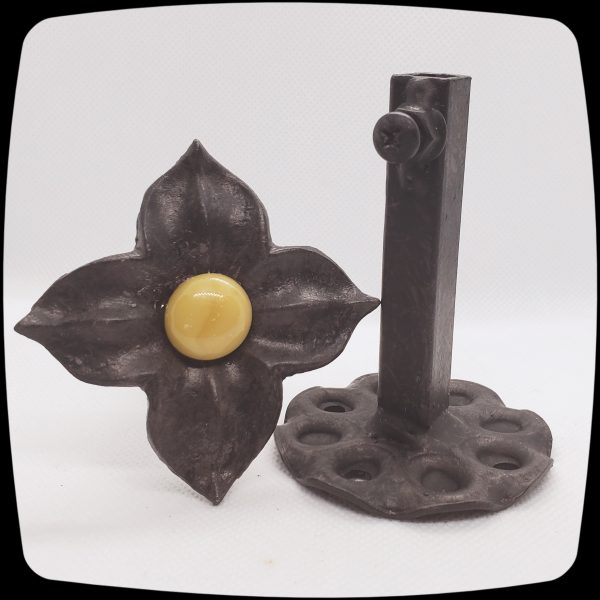 Item #644M - Unique Floral Drapery Medallion Embellished with an Opaque Latte Glass Stone - 3" Diagonal - Image 8