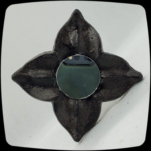 Item # 777 - Contemporary Floral Dazzling Medallion Embellished with a 1" Mirror - 3" Diagonal - Image 2