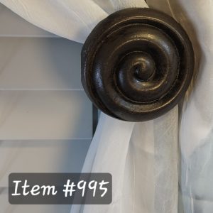 🌀 Item #995 - Contemporary Swirled Medium Drapery Medallion - 3-1/2" Diameter 🌀