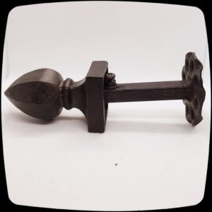 Item #093M - Teardrop Traditional Finial Protruding Drapery Medallion - 3-1/2" L x 2" H